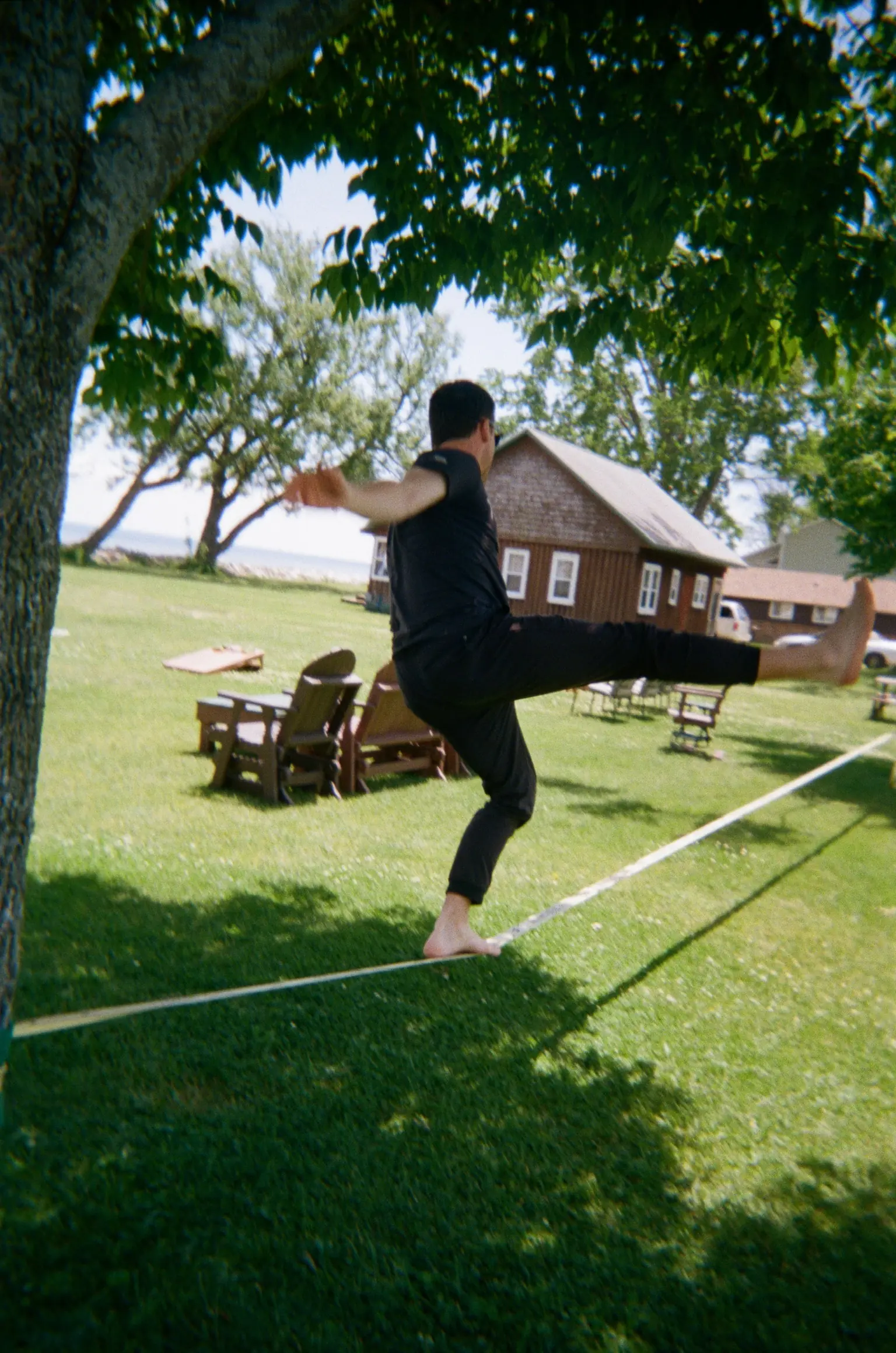 Oscar on a slack line