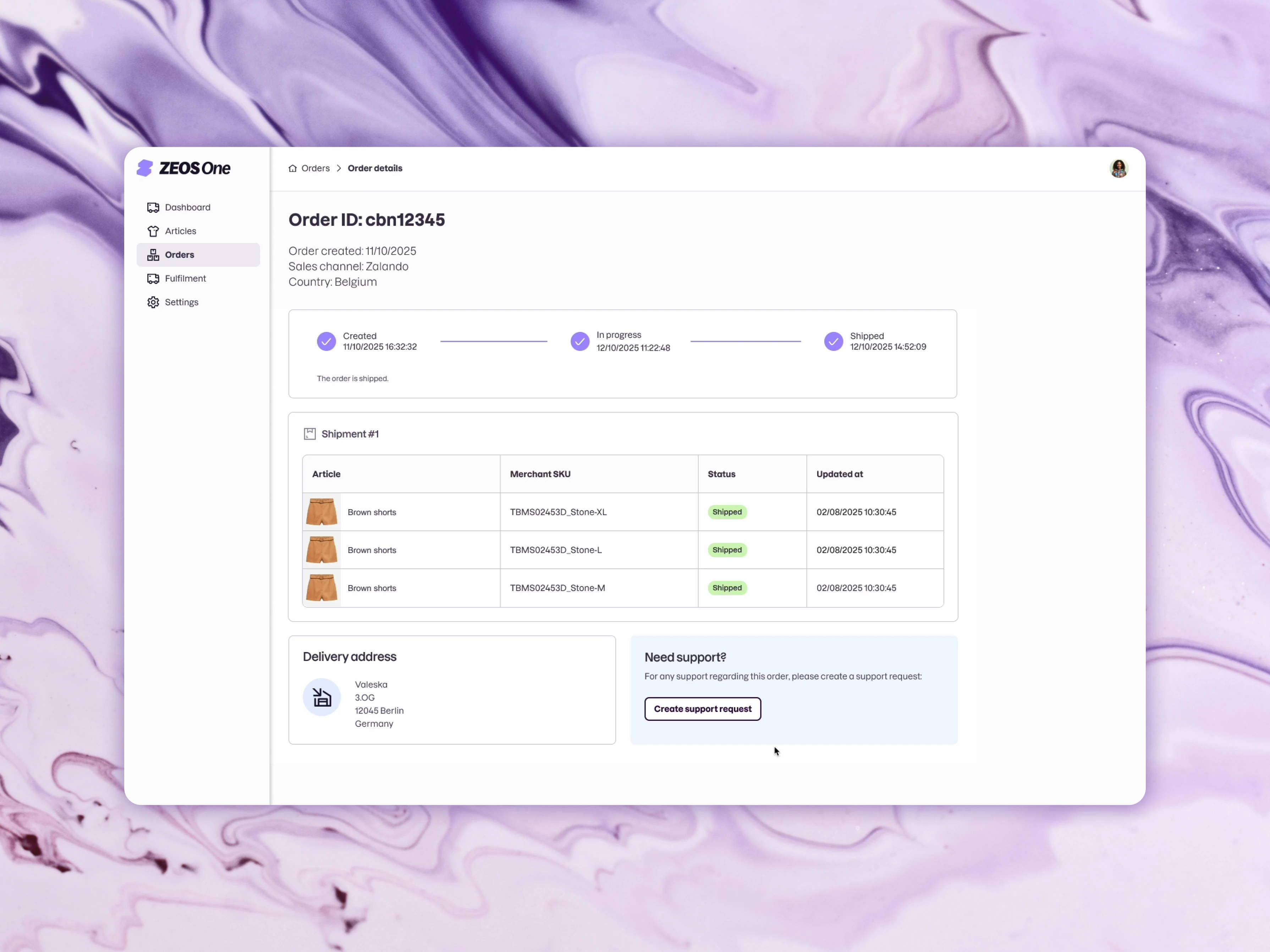 ZEOS Support Ticketing mock-up